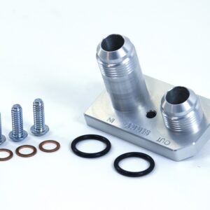 Oil Pan Adapter Block, Bottom Port -10AN Oil Line Nipple Style For Remote Oil Filter Lines