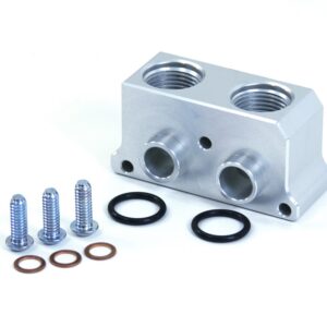 Oil Pan Adapter Block, Side Port, Includes -10AN Orb Fittings For Remote Oil Filter Lines